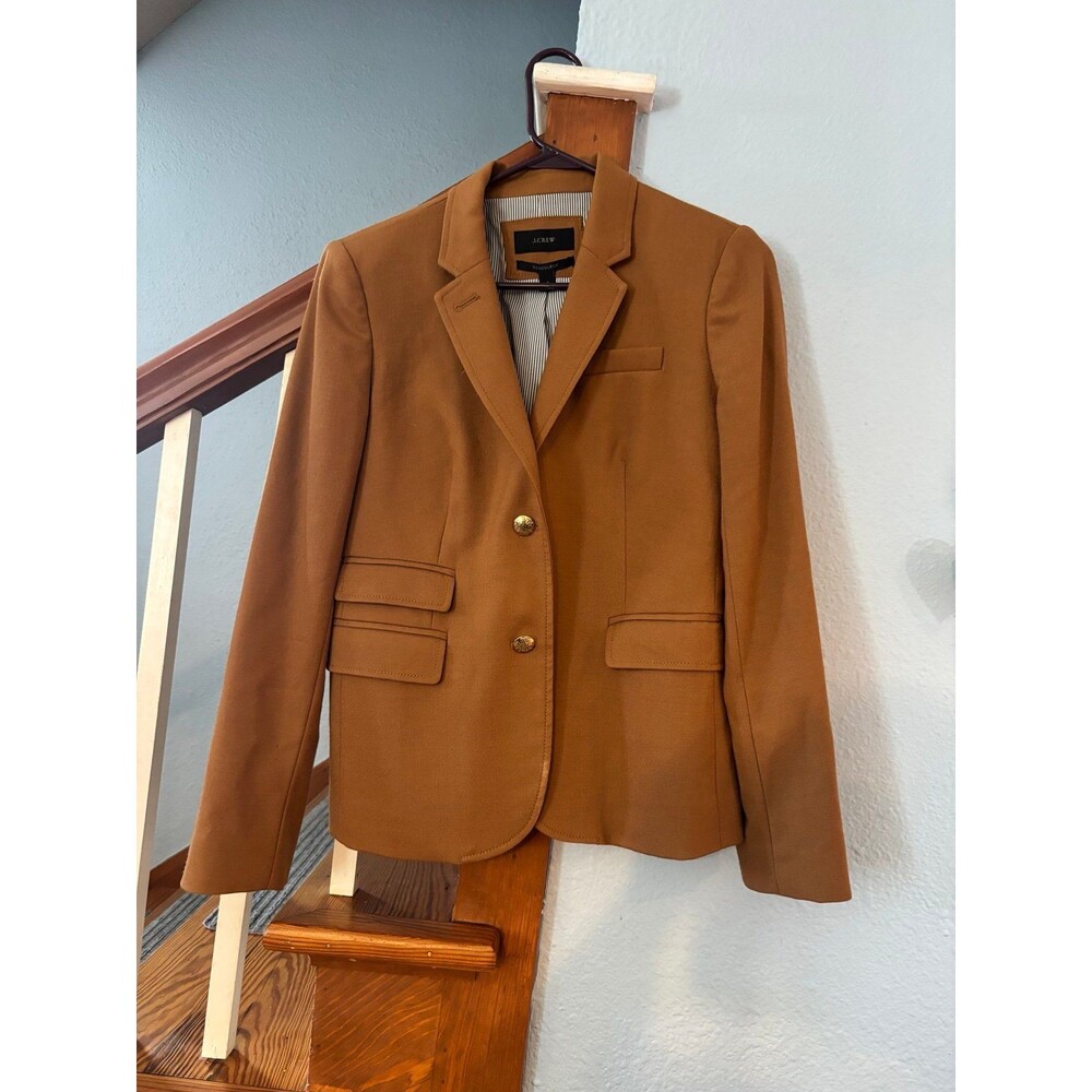 J. Crew Schoolboy Preppy Wool Blend Blazer Size 6 career Academia tan brown
